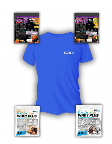Pack Regalo Camiseta Azul M + Muestras Proteína y Creatina