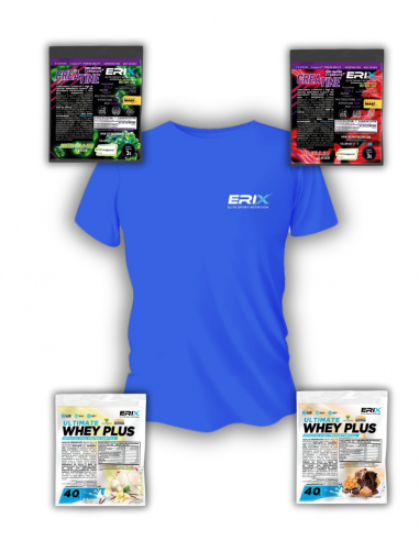 Pack Regalo Camiseta Azul 3XL + Muestras Proteína y Creatina