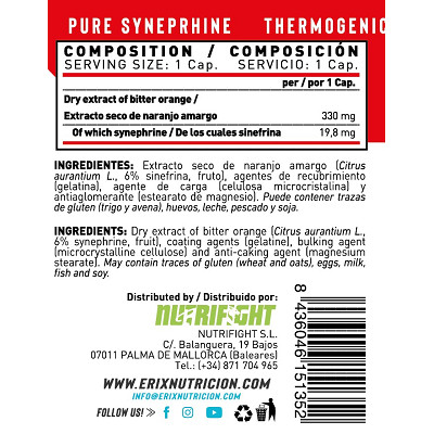 Pure Synephrine 90 Cápsulas | Quema Grasas Termogénico Erix