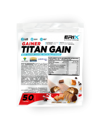 Muestra Titán Gainer Choco-Caramelo 50g | Erix Nutrición