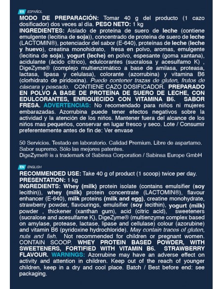 ISO Advanced PLUS 1kg Fresa | Proteína con Creatina Erix