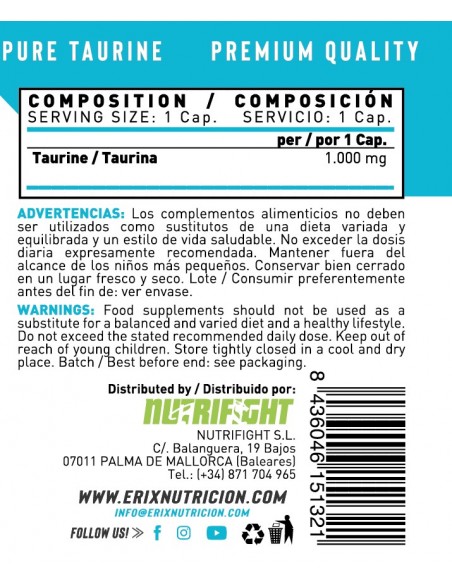 Taurina (90 Cápsulas)