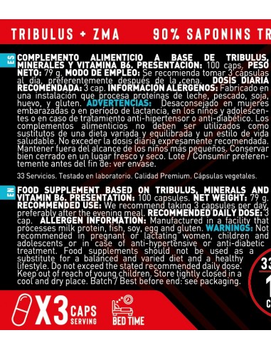 TRIBULUS + ZMA (100 Cápsulas)