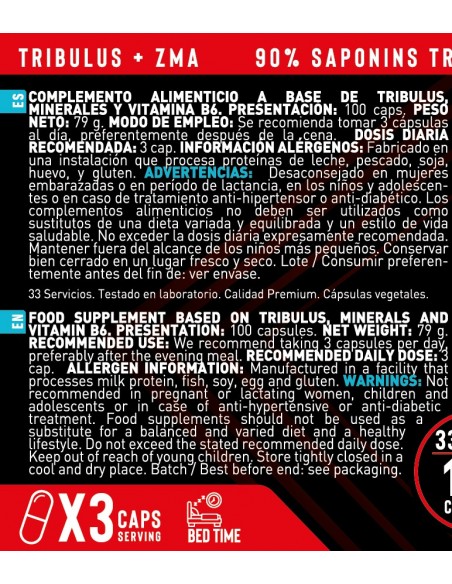 TRIBULUS + ZMA (100 Cápsulas)