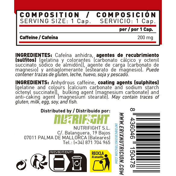 Coffee Booster 200mg 90 Caps | Cafeína Pura y Energía Erix