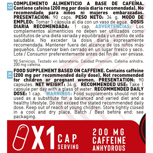 Coffee Booster 200mg 90 Caps | Cafeína Pura y Energía Erix