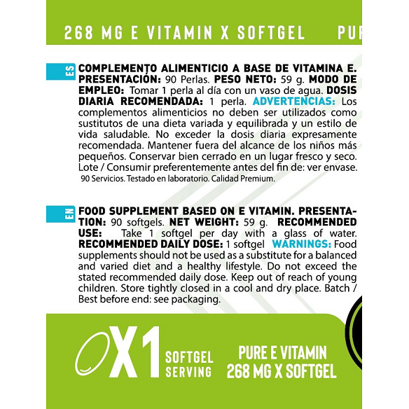 VITAMINA E 268 MG (90 Cápsulas)