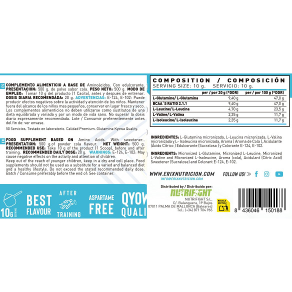 BCAA´S + GLUTAMINA 500G