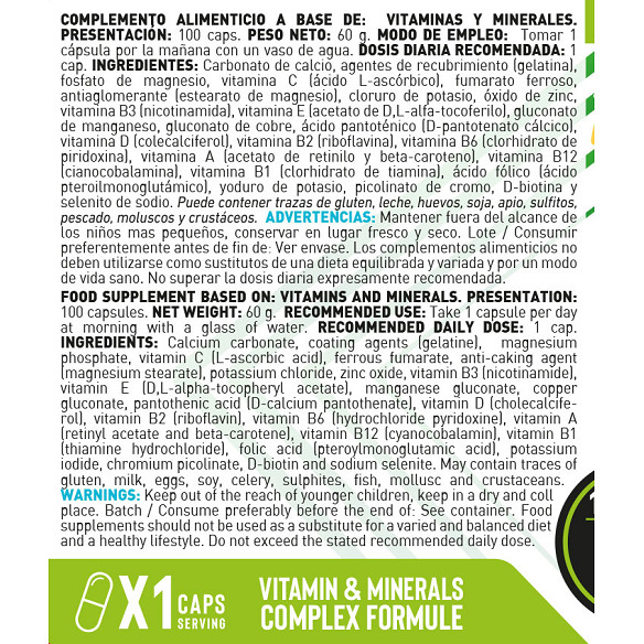 MULTI VITAMINAS & MINERALES 100 CAPS